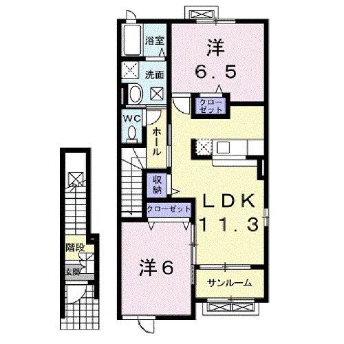 インフィニティA(2LDK/2階)の間取り写真