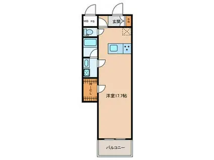新白島東亜ビル(ワンルーム/13階)の間取り写真