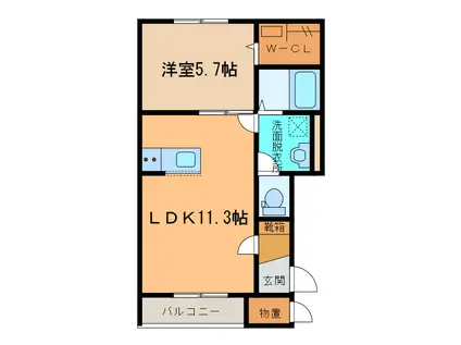 BELLE VILLE(1LDK/3階)の間取り写真