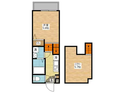 STEP(1SK/2階)の間取り写真