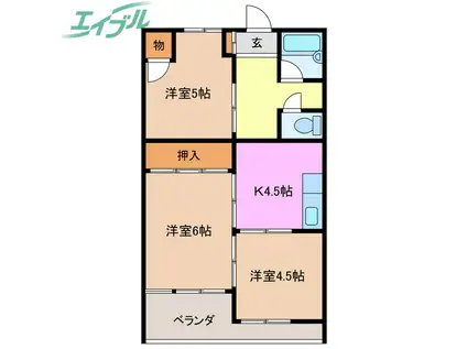 第一セントラルビル(3K/4階)の間取り写真