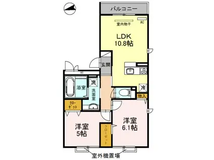 レジデンス平野(2LDK/3階)の間取り写真