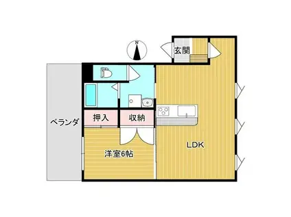 ハーネス戸祭(1LDK/1階)の間取り写真