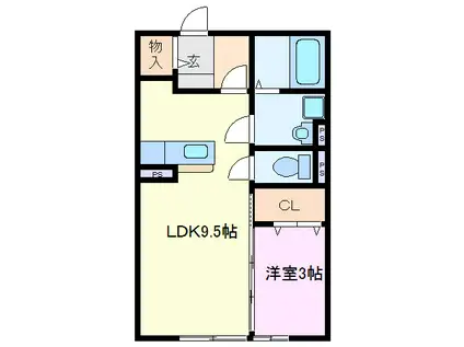 ユーキューブ(1LDK/1階)の間取り写真
