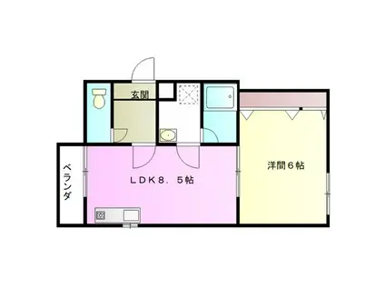 ハイツ駒止(1LDK/2階)の間取り写真