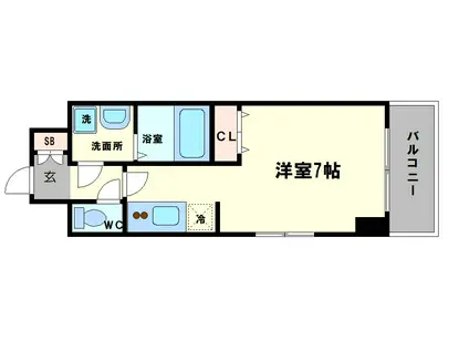 ジュネーゼグラン 弁天町(1K/2階)の間取り写真