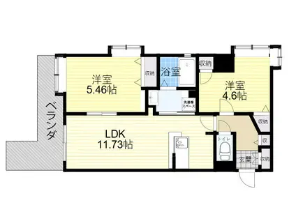 テリオ中島西(2LDK/8階)の間取り写真