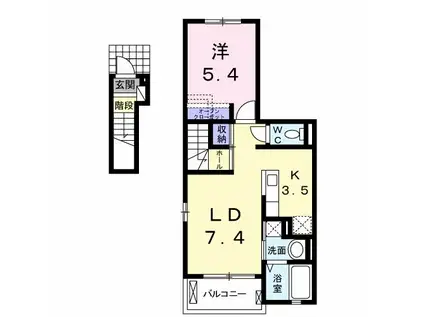 グランツ旭(1LDK/2階)の間取り写真