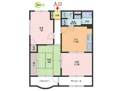 トレビアン大東(3DK/2階)の間取り写真