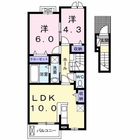 エトワール(2LDK/2階)の間取り写真
