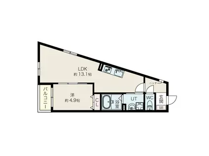 THE GARDEN 金山(1LDK/2階)の間取り写真