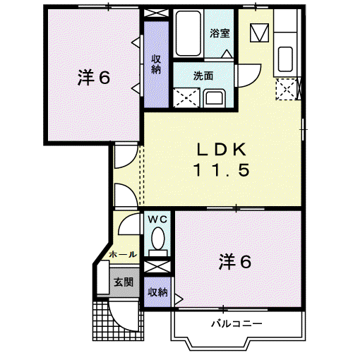 ヴィラ サンライズ ドリームI(2LDK/1階)の間取り写真