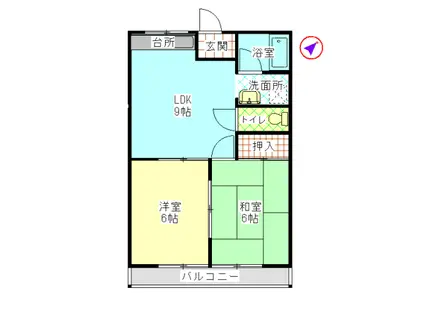 コーポ空ヶ谷(2LDK/2階)の間取り写真