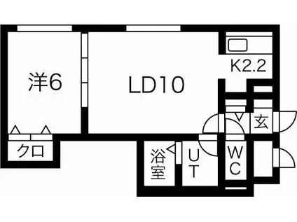 ノーブル円山(1LDK/4階)の間取り写真