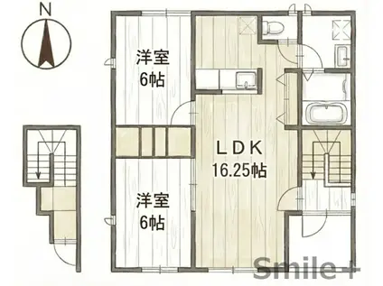 マルベリー B棟(2LDK/1階)の間取り写真