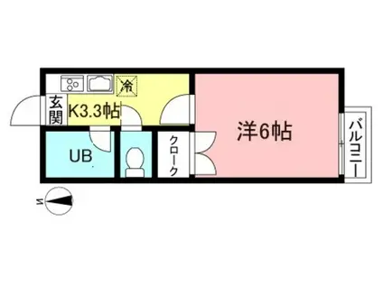 ハイツキーモーII(1K/2階)の間取り写真