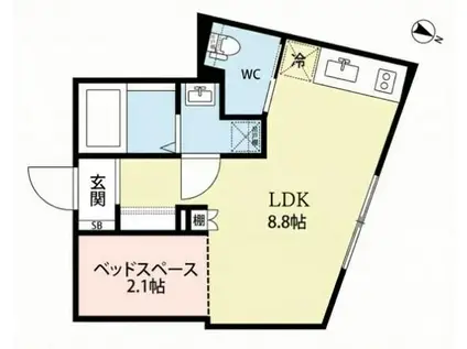 オークレスト下目黒(1LDK/2階)の間取り写真