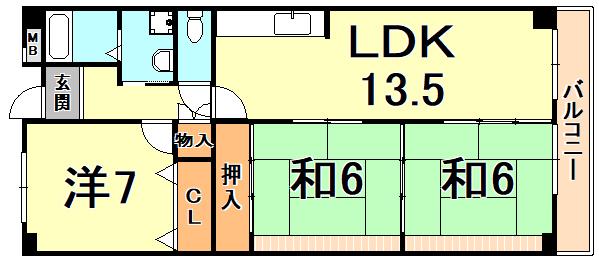 スエルテ松田(3LDK/3階)の間取り写真