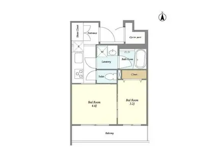 ドゥーエ大鳥居ウエスト(2K/2階)の間取り写真