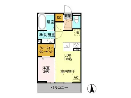 グランパレス(1LDK/2階)の間取り写真