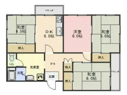 伊川谷マンション(4DK/5階)の間取り写真