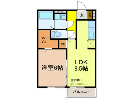 リビングタウン瀬田 A・B棟(1LDK/2階)の間取り写真