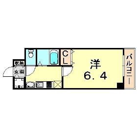 プレサンス三ノ宮駅前プライムタイム(ワンルーム/4階)の間取り写真