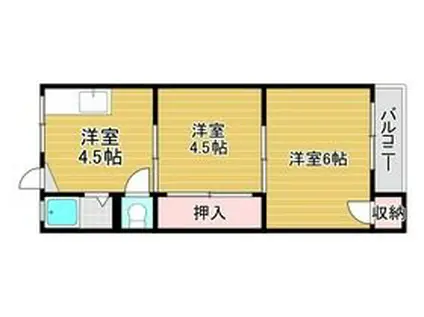 大栄マンション(1DK/2階)の間取り写真