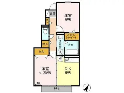 グランドソレイユA(2DK/1階)の間取り写真