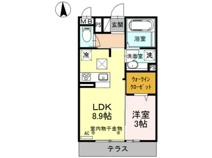 ヴィラグランデII(1LDK/1階)の間取り写真