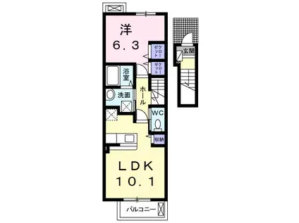 エクセレント本城B(1LDK/2階)の間取り写真