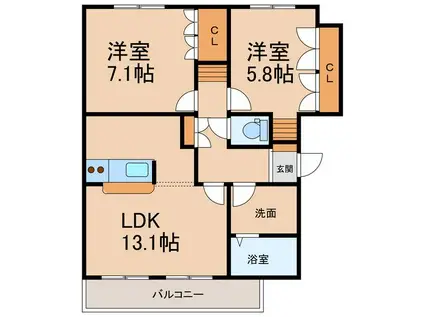 ステラB(2LDK/1階)の間取り写真