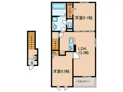 ベラーノ II(2LDK/2階)の間取り写真