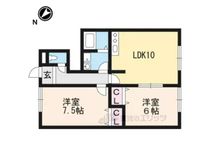 ワンパーパス(2LDK/1階)の間取り写真