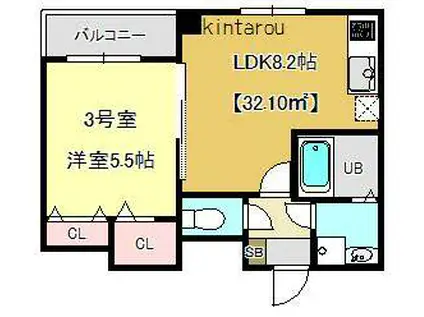 プラチナレジデンス(1LDK/4階)の間取り写真