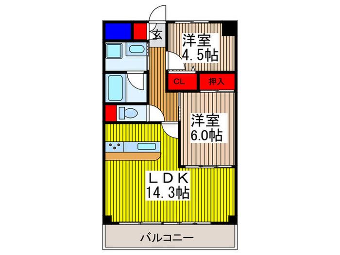 ROOT WHITEII(2LDK/2階)の間取り写真