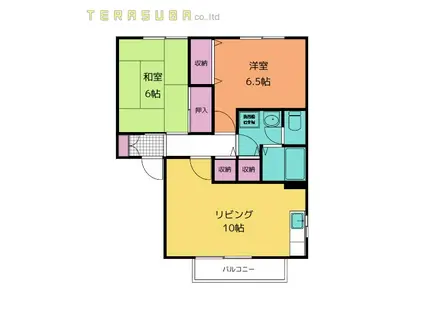 サニーハウス下郡(2LDK/1階)の間取り写真