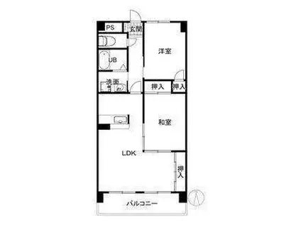 ロイヤルヒルズ山代弐番館(2LDK/3階)の間取り写真