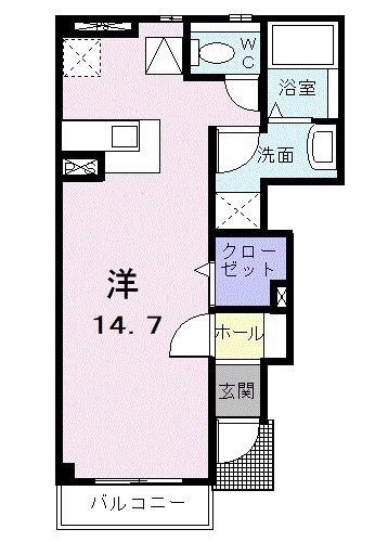 プリムローズA(ワンルーム/1階)の間取り写真