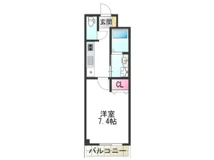 LE BONHEUR DE 三国ヶ丘(1K/2階)の間取り写真