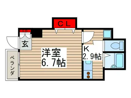 マンション梅木(1K/1階)の間取り写真