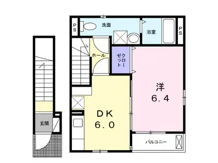 フィオーレ西大井(1DK/2階)の間取り写真