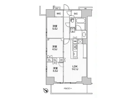 WORVE横浜伊勢佐木町(3LDK/9階)の間取り写真