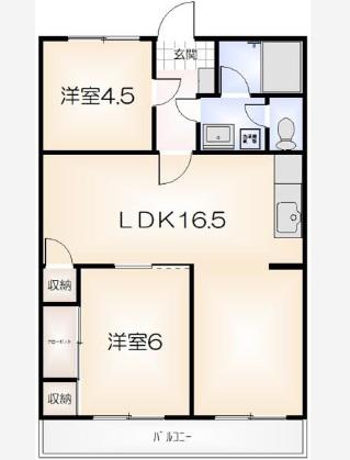 東洋ハイツ(2LDK/1階)の間取り写真
