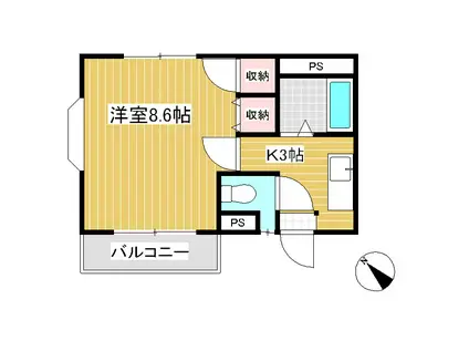 サンシャトー国分(1K/1階)の間取り写真