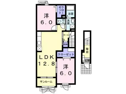 ラ フォレスタ III(2LDK/2階)の間取り写真