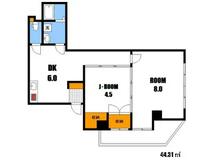 西興ビル(2DK/2階)の間取り写真