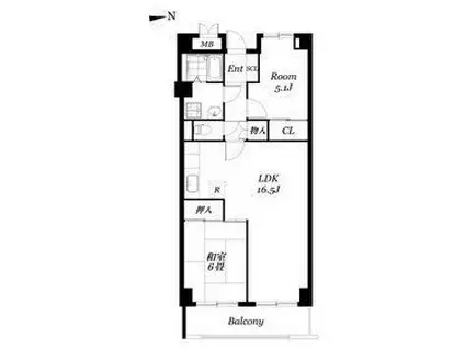 パークエイト戸田(2LDK/5階)の間取り写真