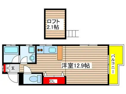 黎明マンション(ワンルーム/2階)の間取り写真