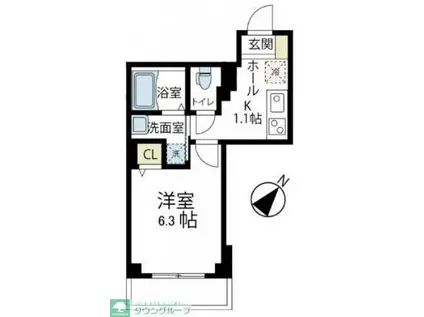 クレール辻堂(1K/1階)の間取り写真